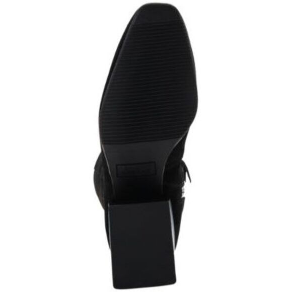 AQUA COLLEGE Womens Black Tori Square Toe Stacked Heel Boots Shoes 9.5 M - Picture 4 of 4